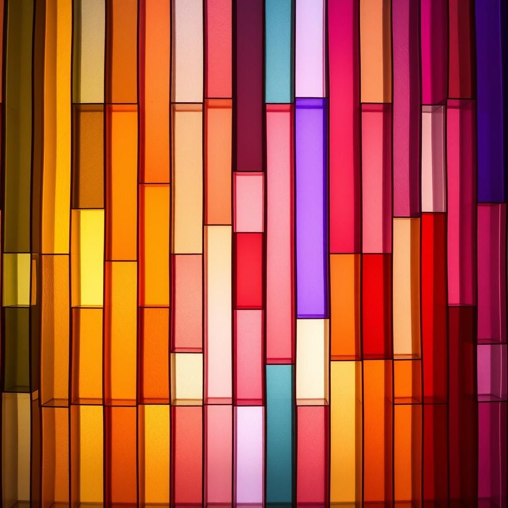 Luminous Glass Rectangles Installation in Stained Glass Styl...