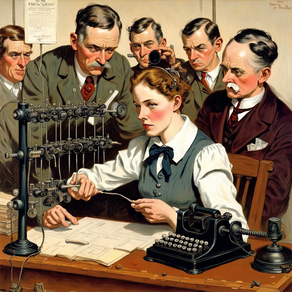 1880s telegraph operator sending morse code