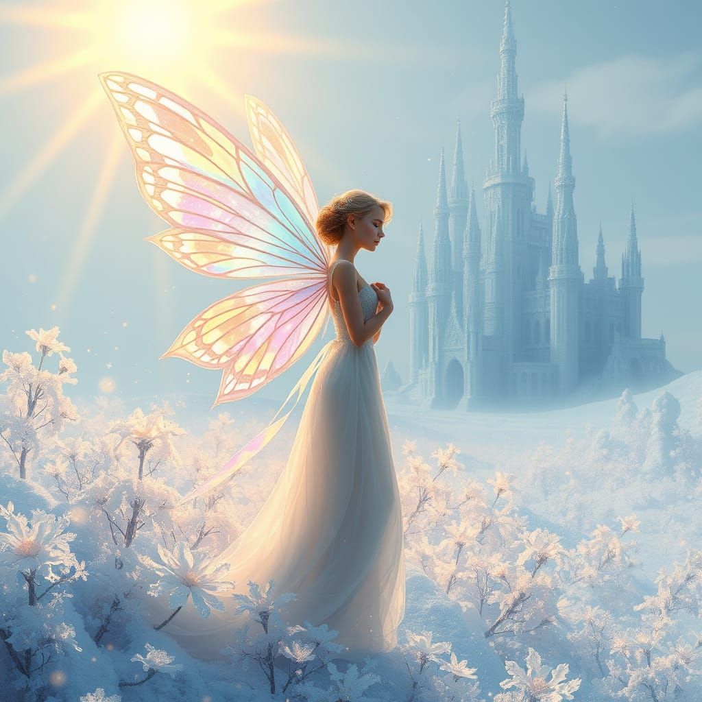 Enchanted Winter Fairy in Iridescent Splendor