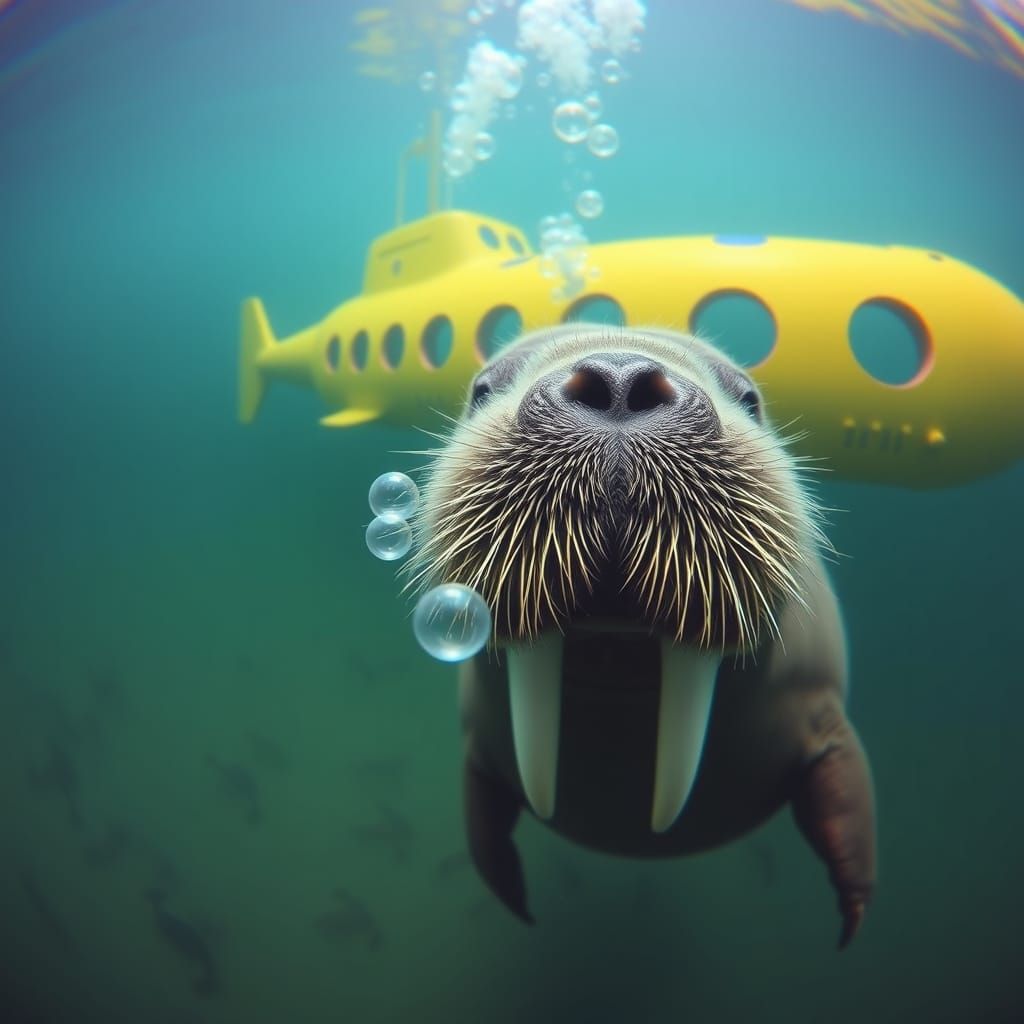 Silly Walrus Photobombs Underwater Scene