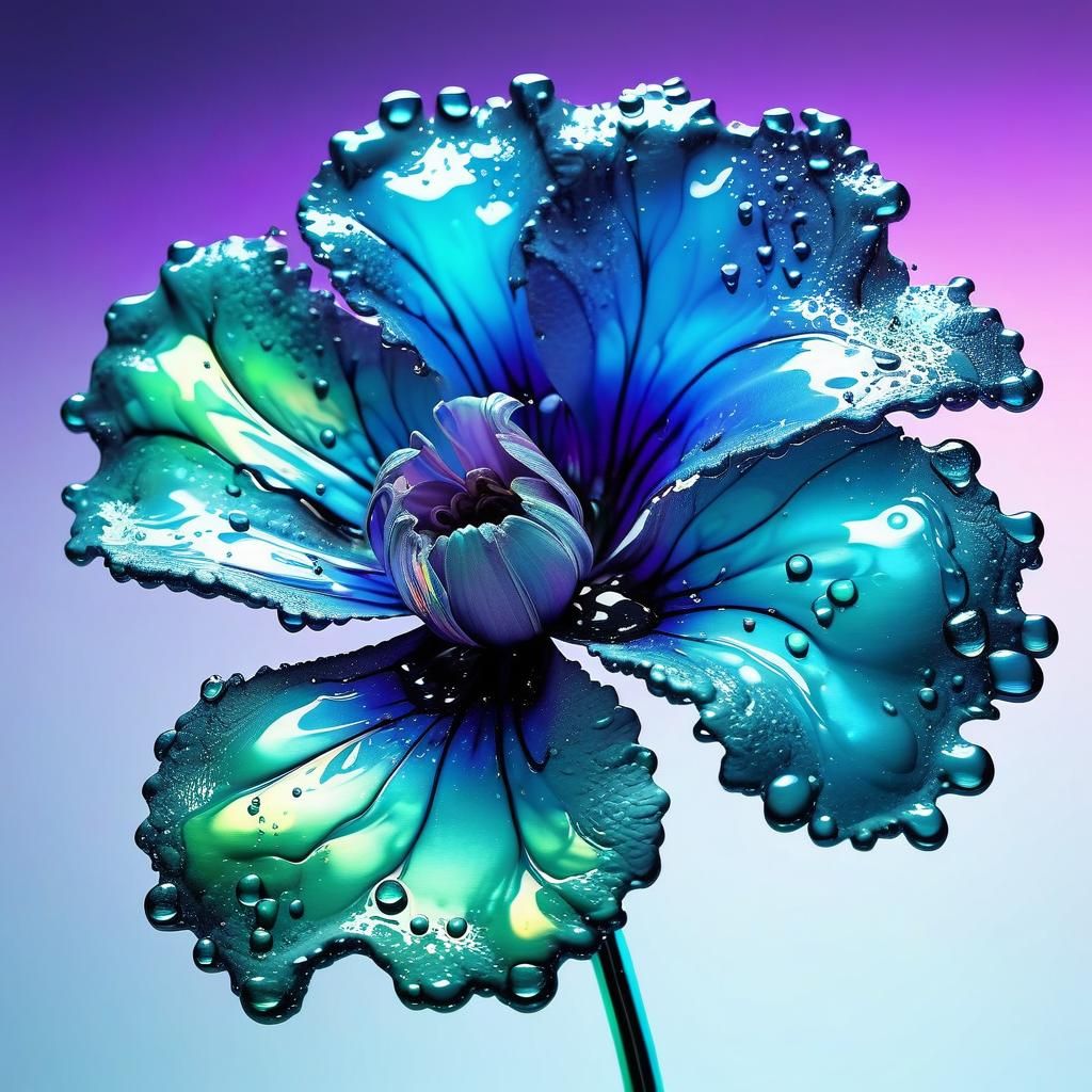 Surreal Flower with Iridescent Details as Digital Art