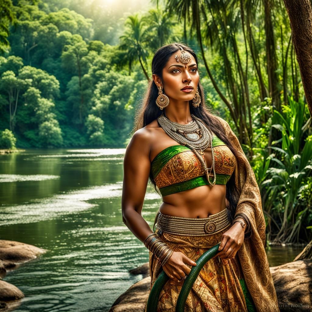 Stunning Native Woman in Amazon Jungle, Hyperrealistic
