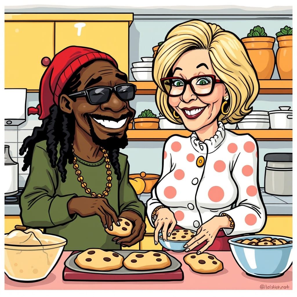 Snoop Dogg and Martha Stewart Caricature
