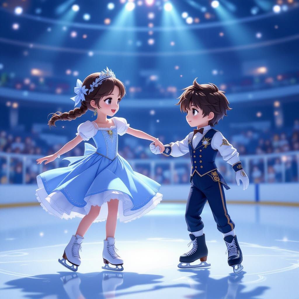 Ice Dancers in 3D Anime Style