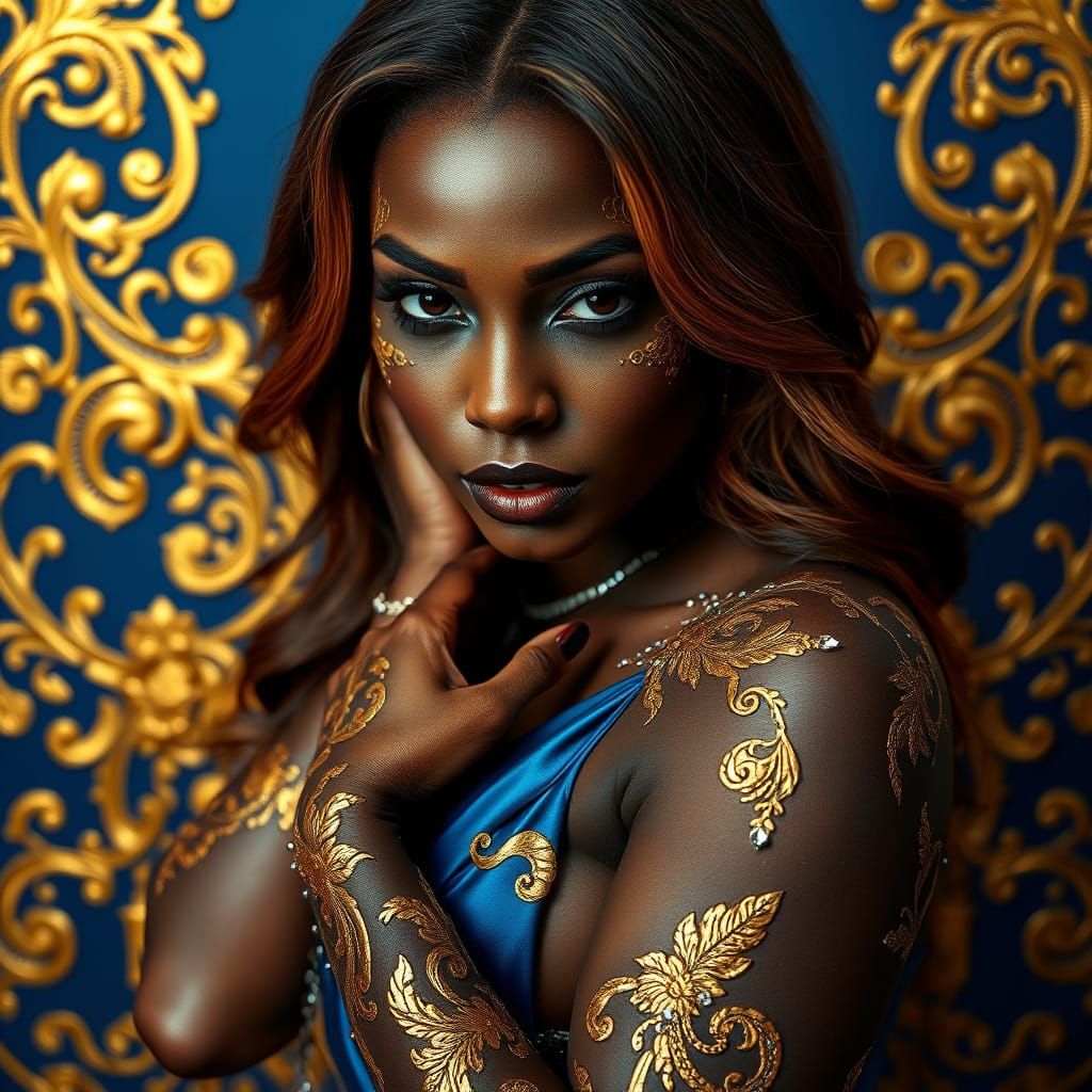 Body art with gold designs (Go for Gold)
