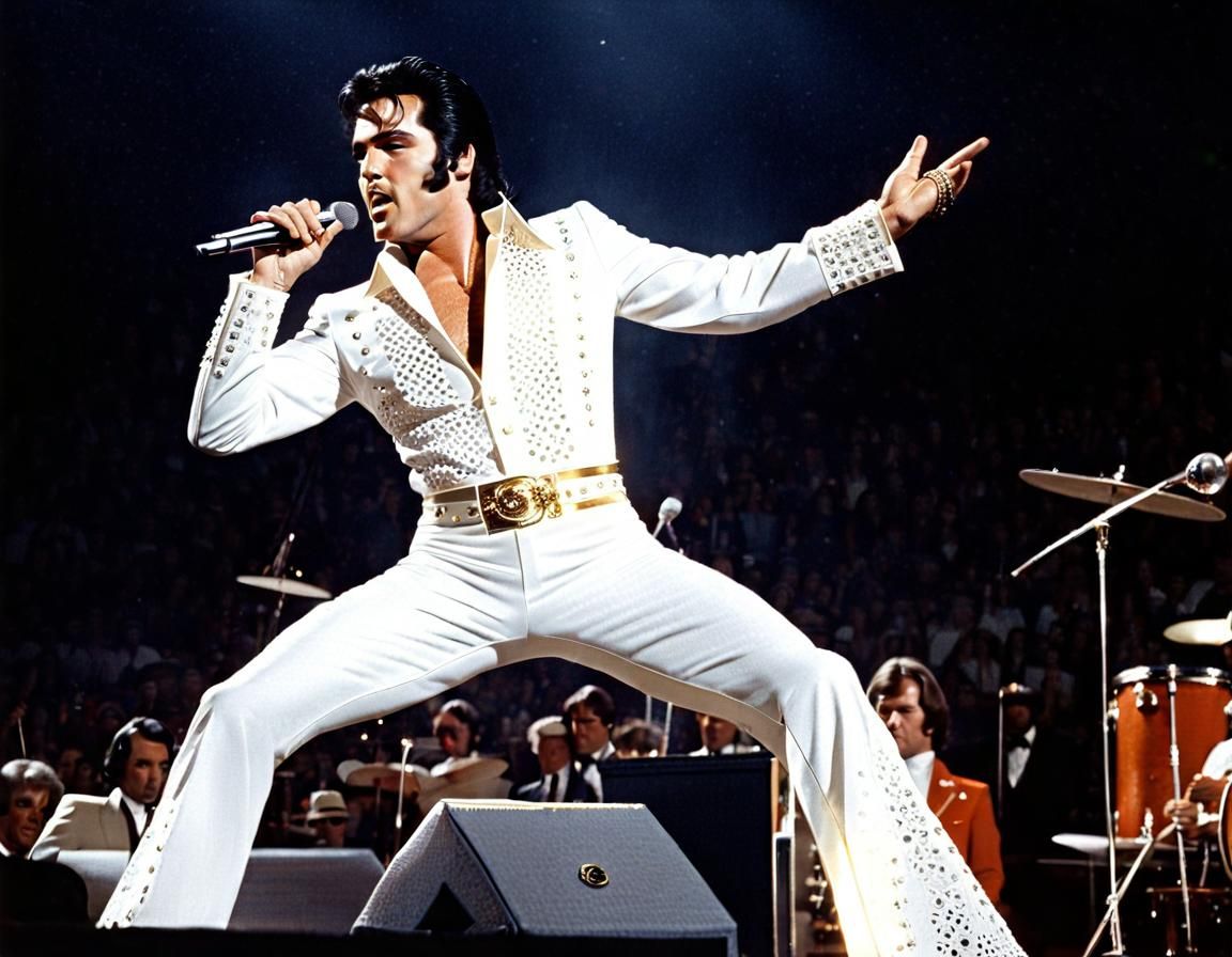 Elvis Presley in His White Jumpsuit in 1972 Madison Square G...