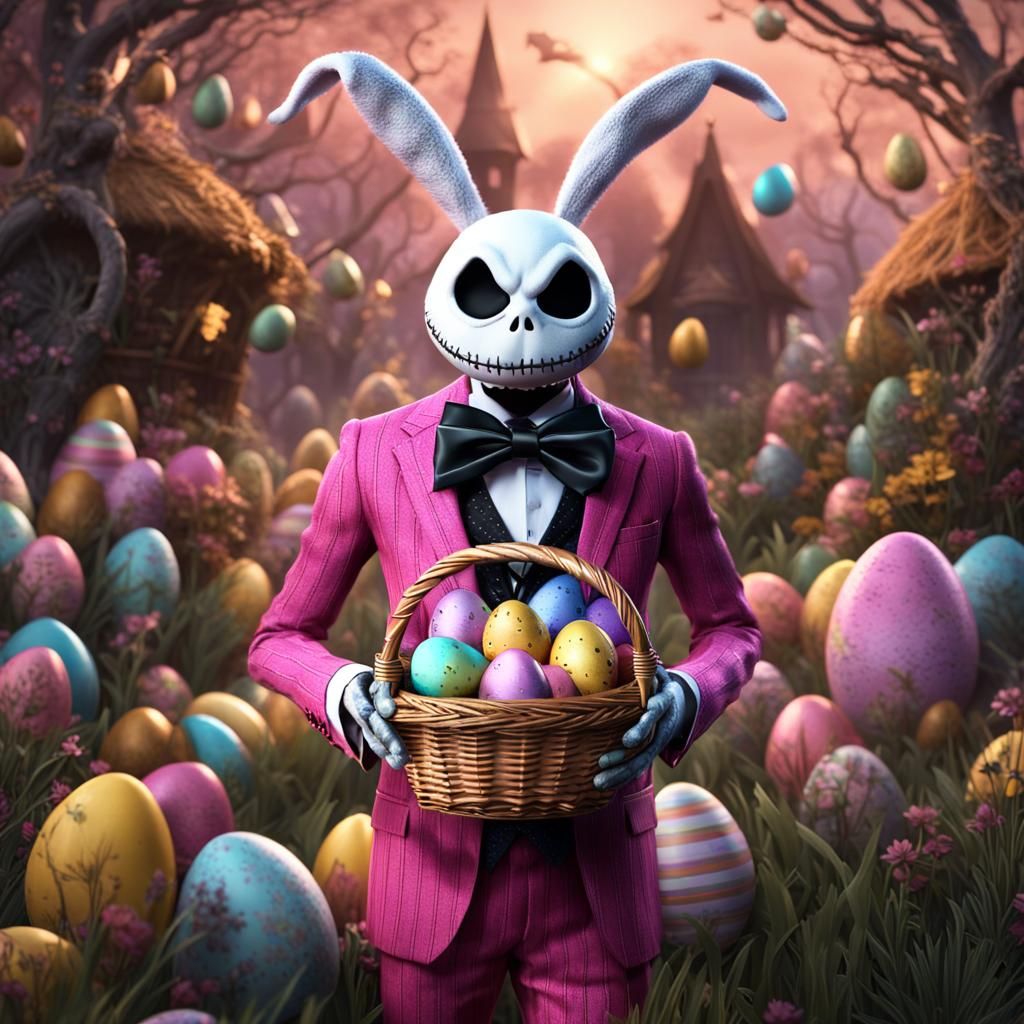 Jack Skellington as Easter Bunny in Detailed Matte Painting