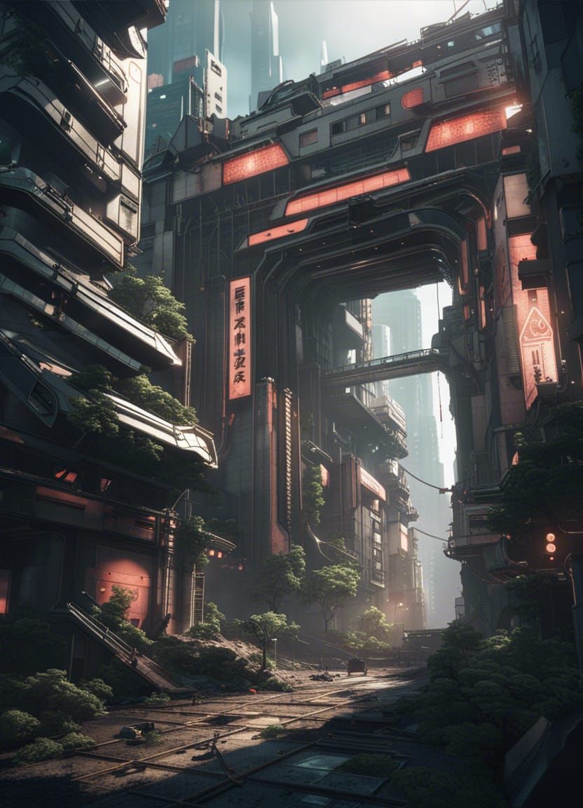 Post-Apocalyptic Neo-Tokyo Ruins in 3D Style