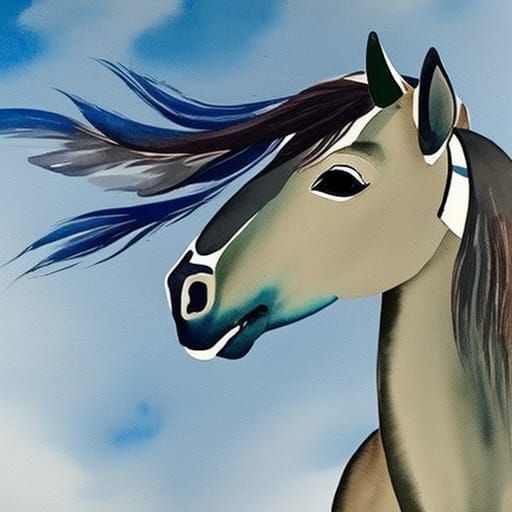 Horse Takes Flight: A Watercolor Dreamscape