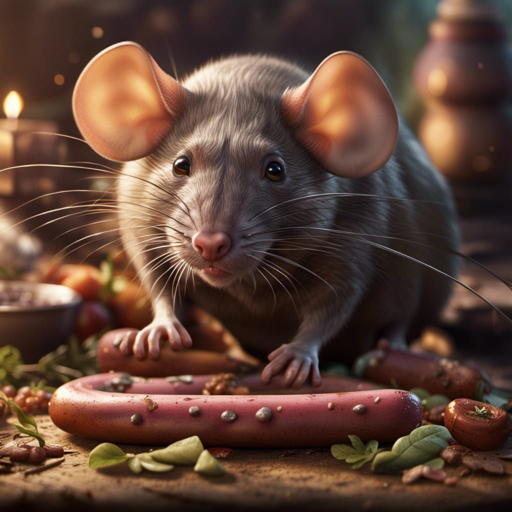 Brown Rat and Sausage: Detailed Matte Painting