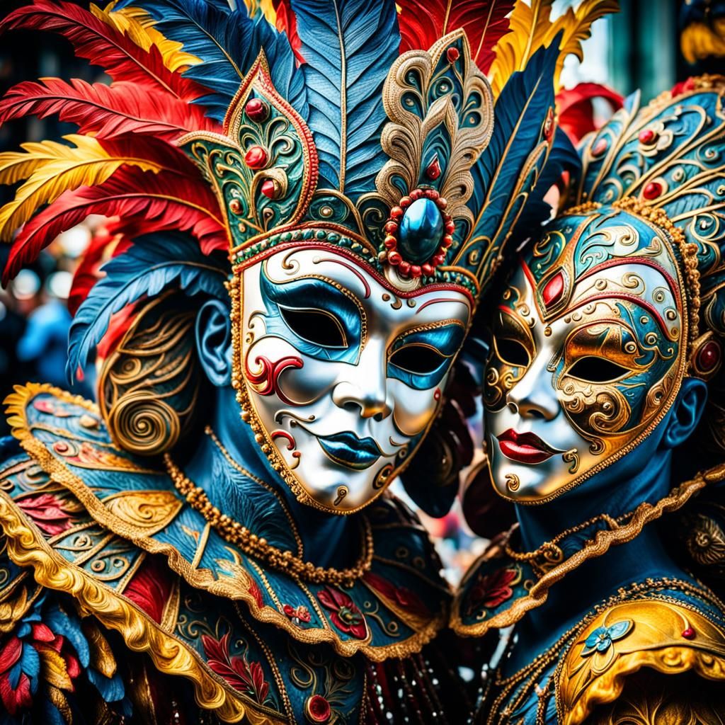 Intricate Carnival Masks in Hyperrealistic Detail