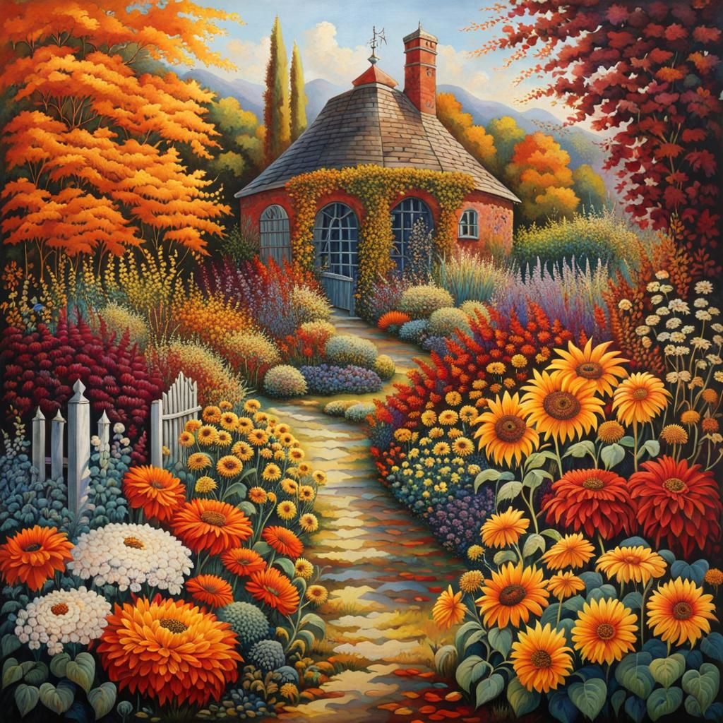 Autumnal Flowers in a Secret Garden