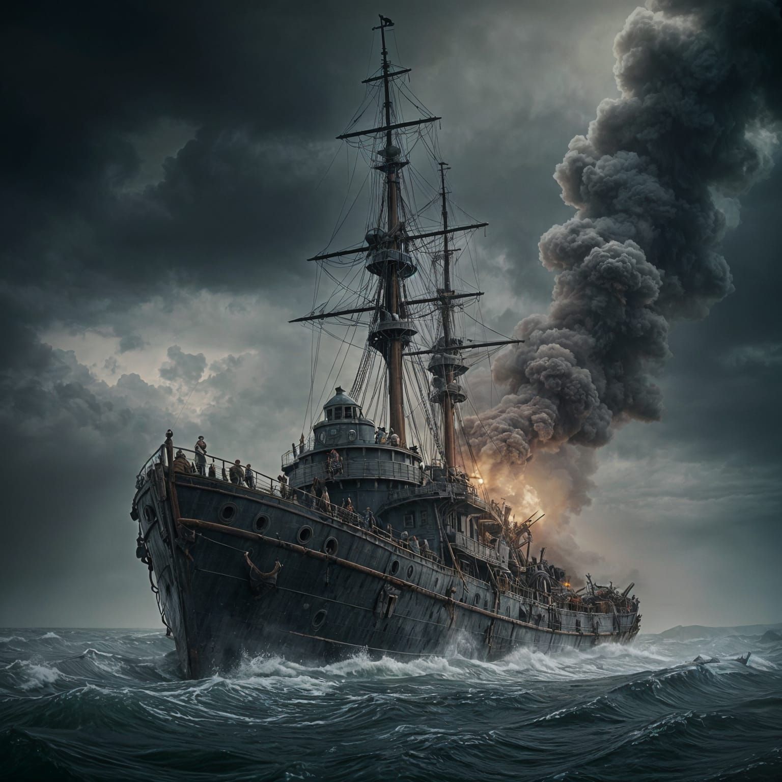 The Thunder Child's Destruction in Battle