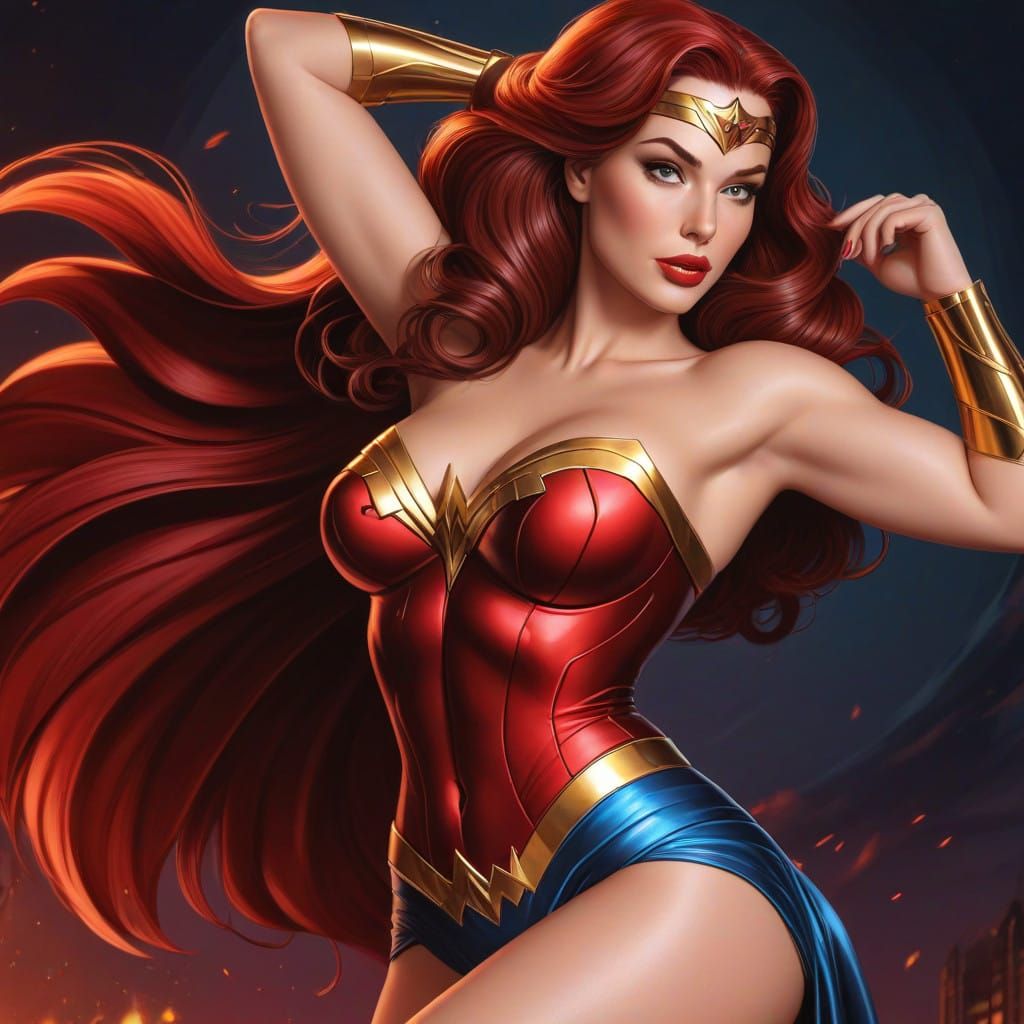 Jessica Rabbit as Wonder Woman - Classic Comic Book Pin-up S...