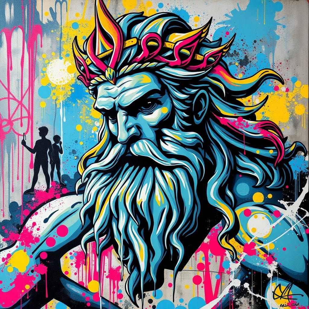 Graffiti Art of Greek God Neptune