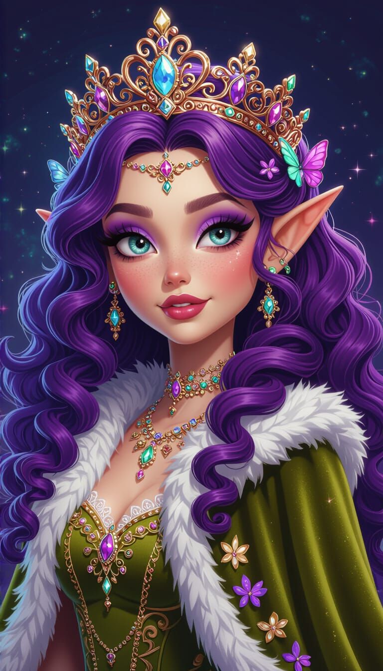 Elven Princess in Psychedelic Fantasy Forest