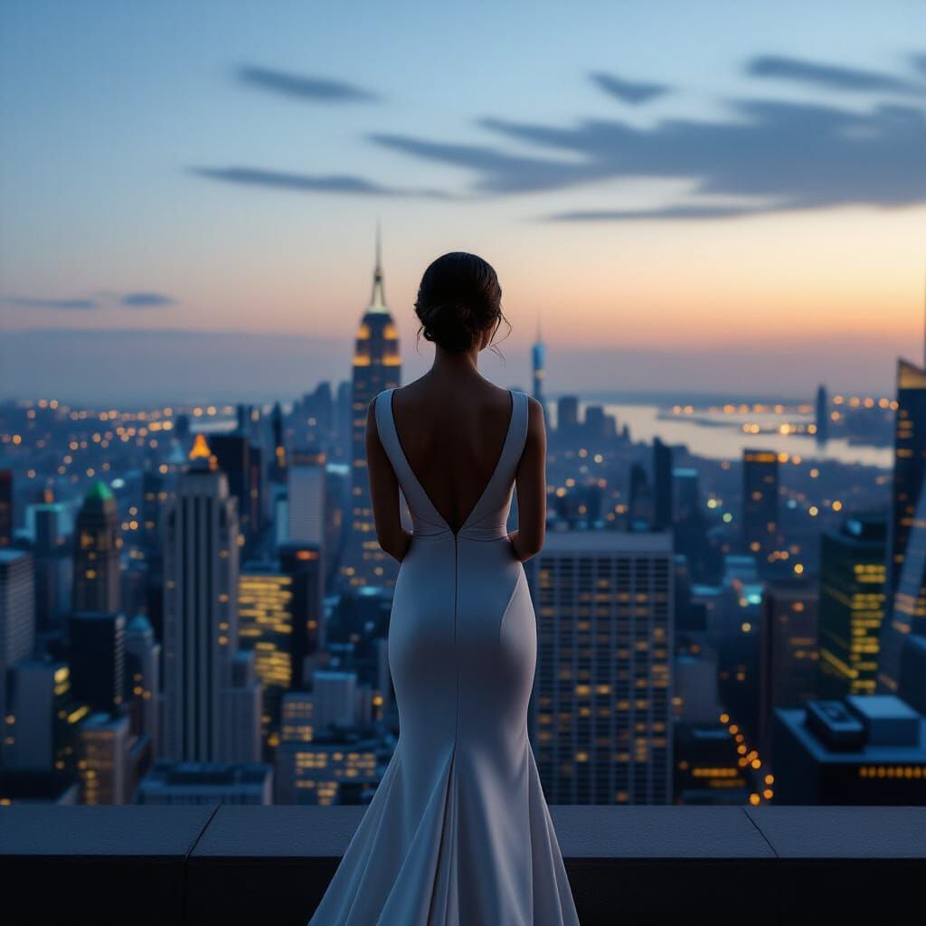 Elegant Figure at City Edge in Film Aesthetic