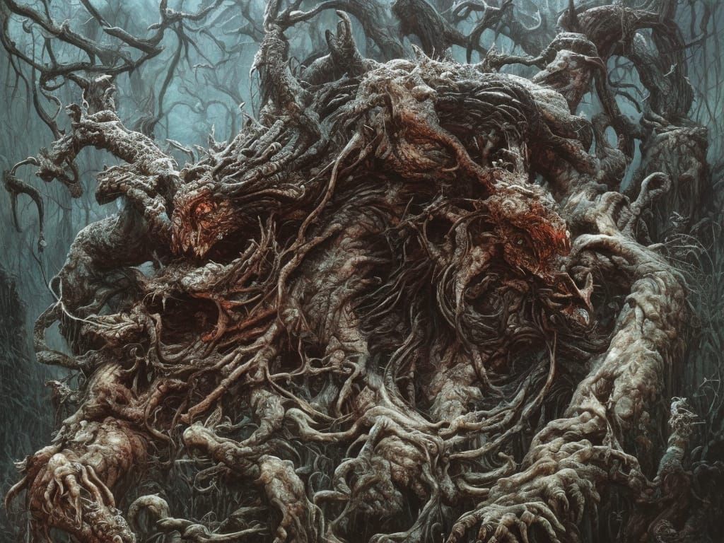 Monochromatic Predator Tree in Detailed Matte Painting