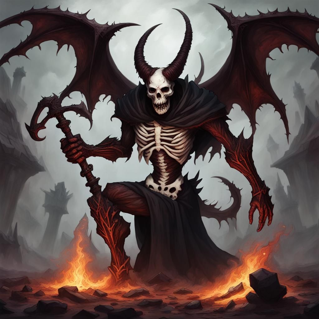 Sinister Demonic Figure Composed of Bone