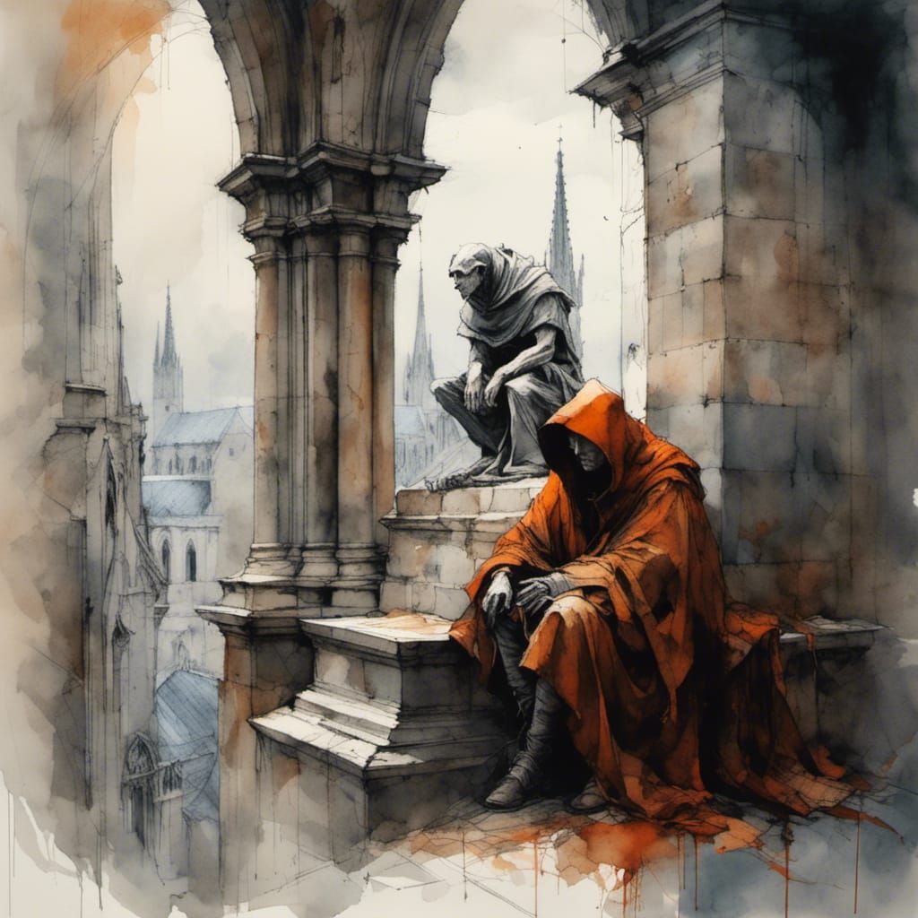 Monk at Notre Dame Cathedral in Magic Realism