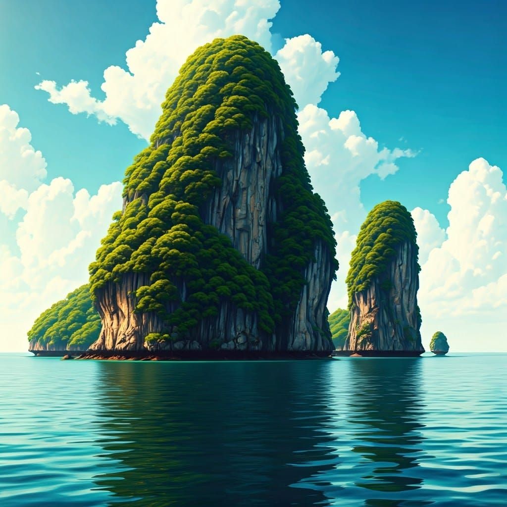 Island Paradise in Vibrant Fantasy Art Style