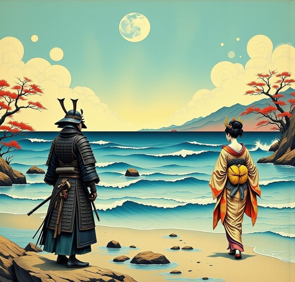 Samurai and Geisha in a Dynamic Seascape