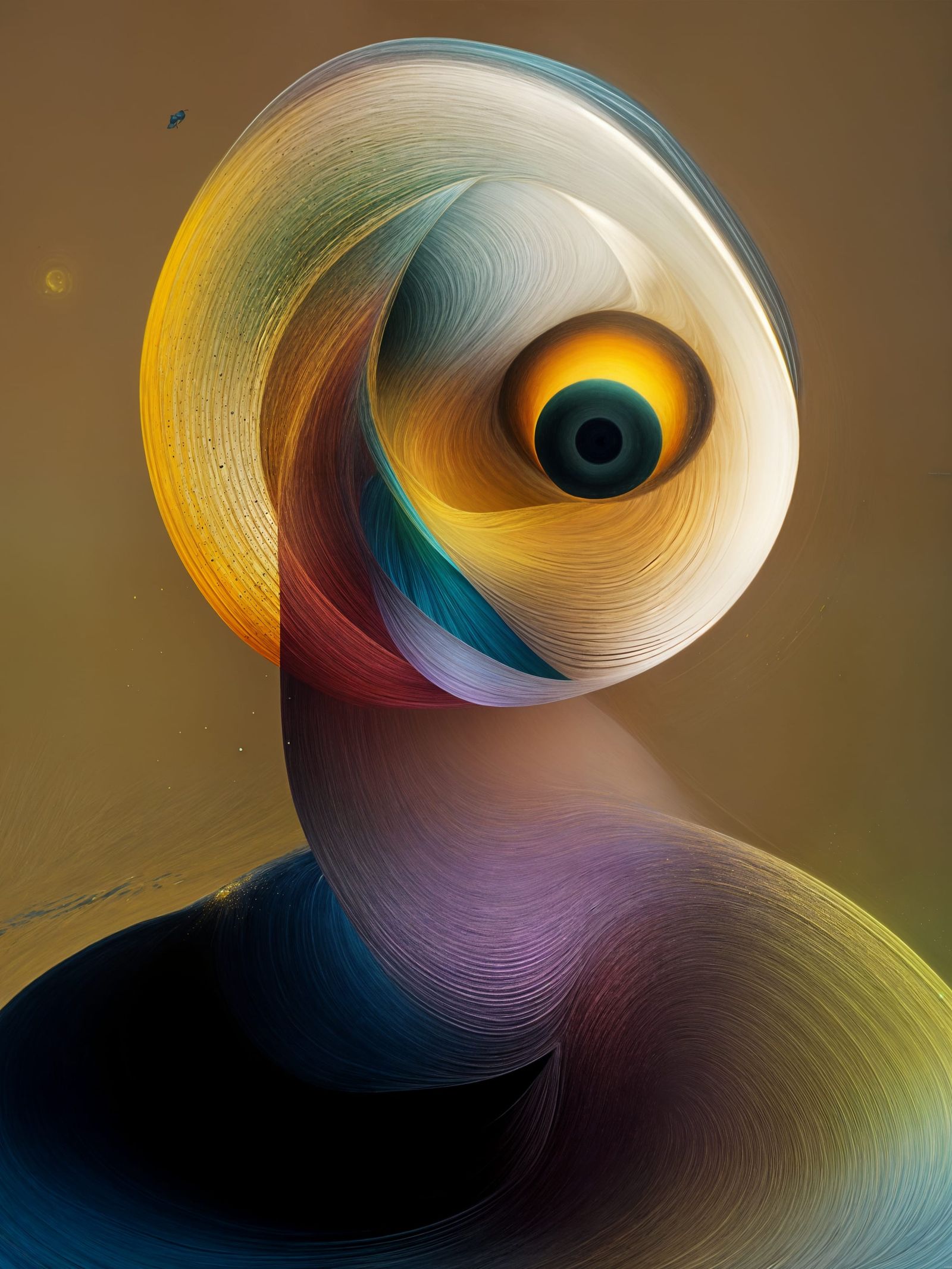 Abstract Painting in Vermillion, Gold, and Blue