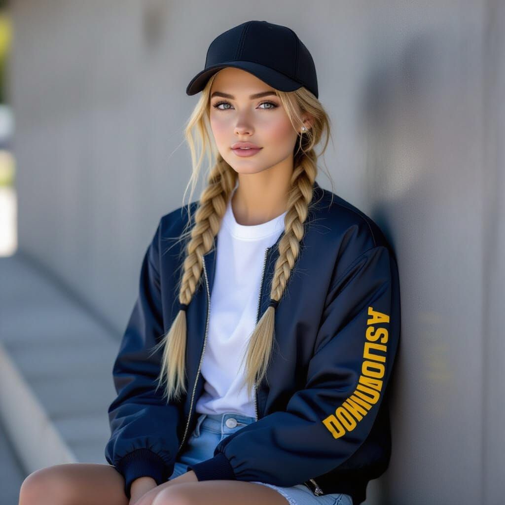Young Woman with Braids in a Photorealistic Style