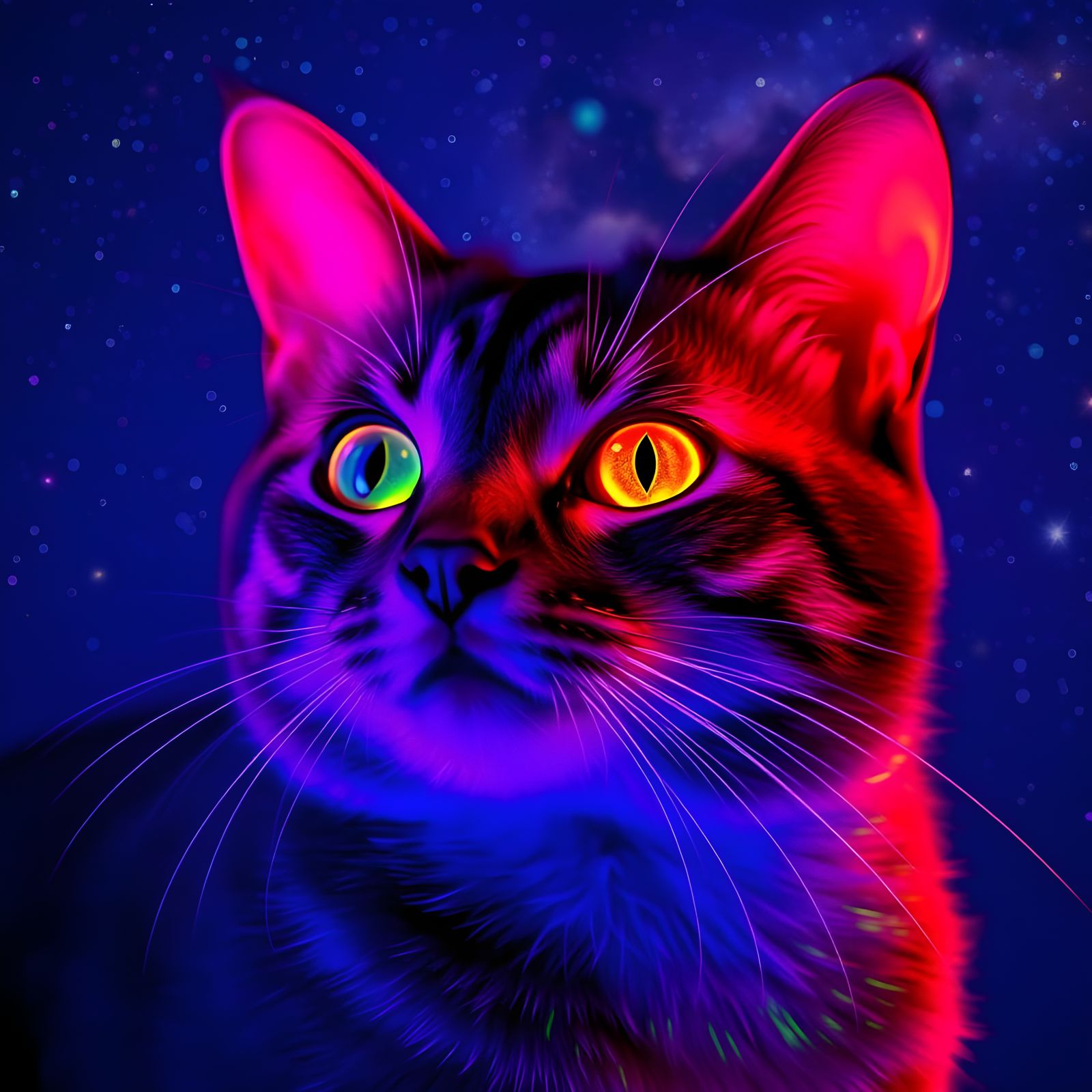 Glowing Feline under UV Blacklight