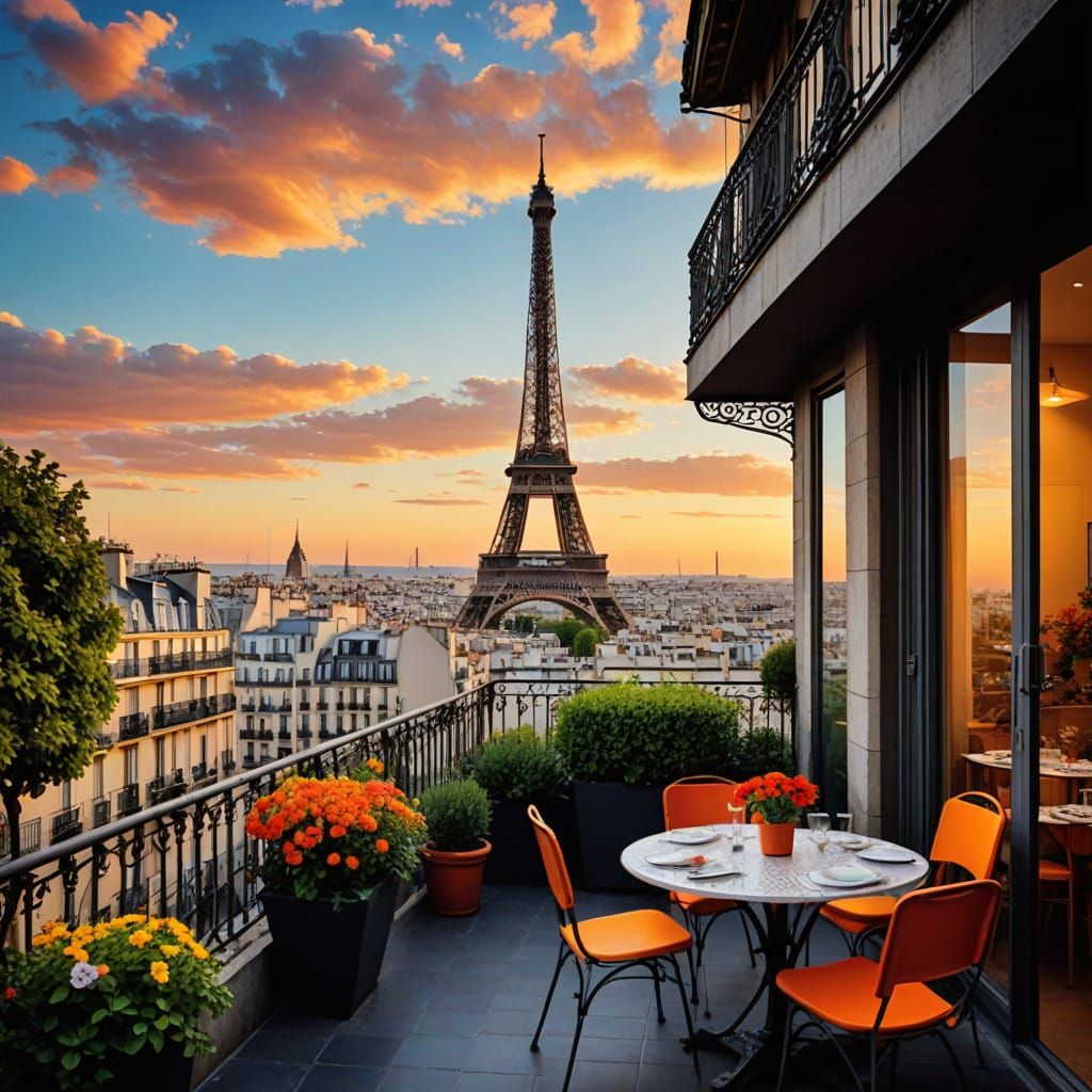 Surreal Garden Patio of Elegance with Parisian Twist