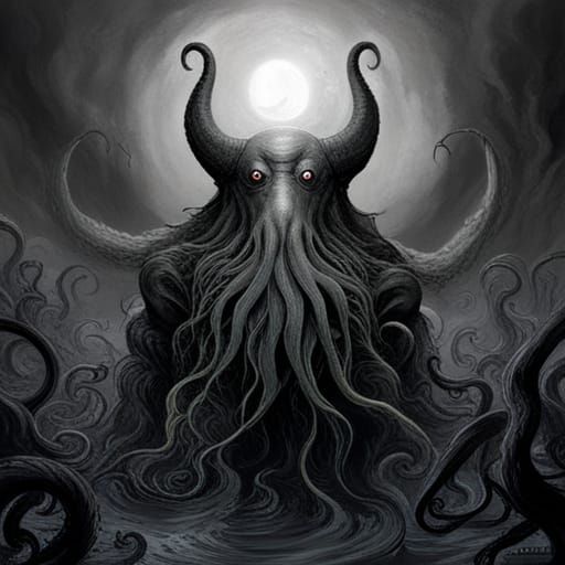 Gothic Horror Cthulhu God in Doré Style