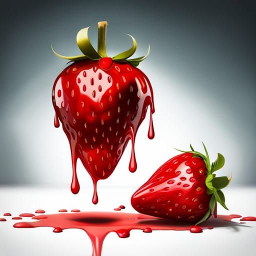 Juicy Strawberry in Hyperrealistic Digital Art