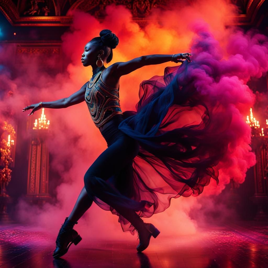 Vibrant Dance Performance in Dramatic Lighting