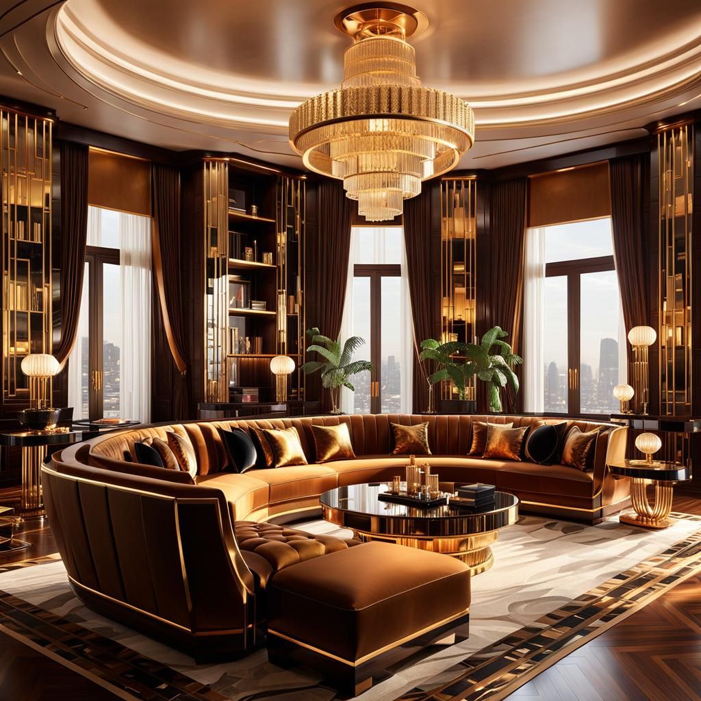 Opulent Art Deco Living Room Interior Design