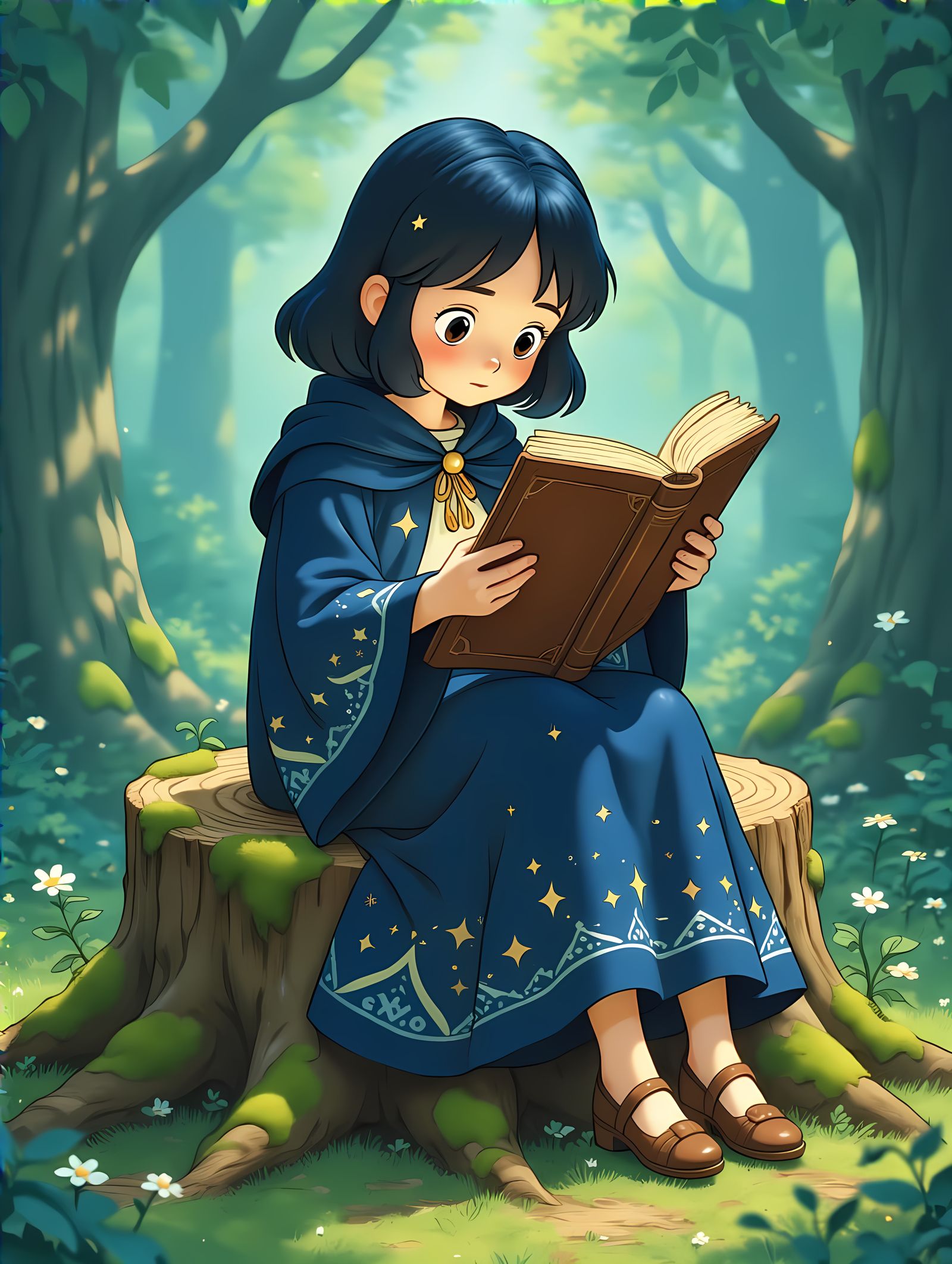 Mystical Witch Lost in Enchanted Forest Pages