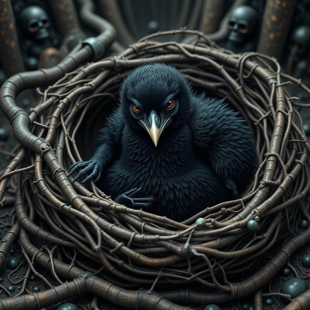 Steampunk Raven Chick in Cyberpunk Setting