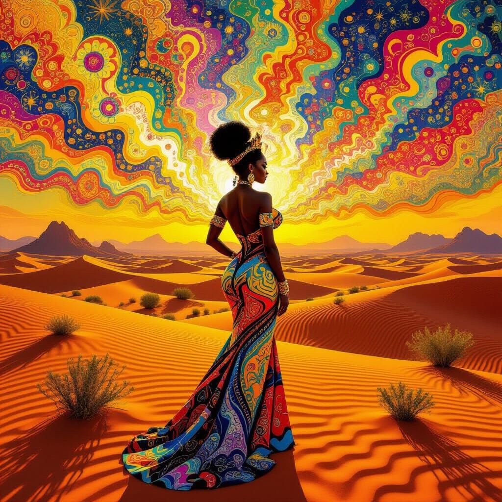 African Princess in Psychedelic Desert
