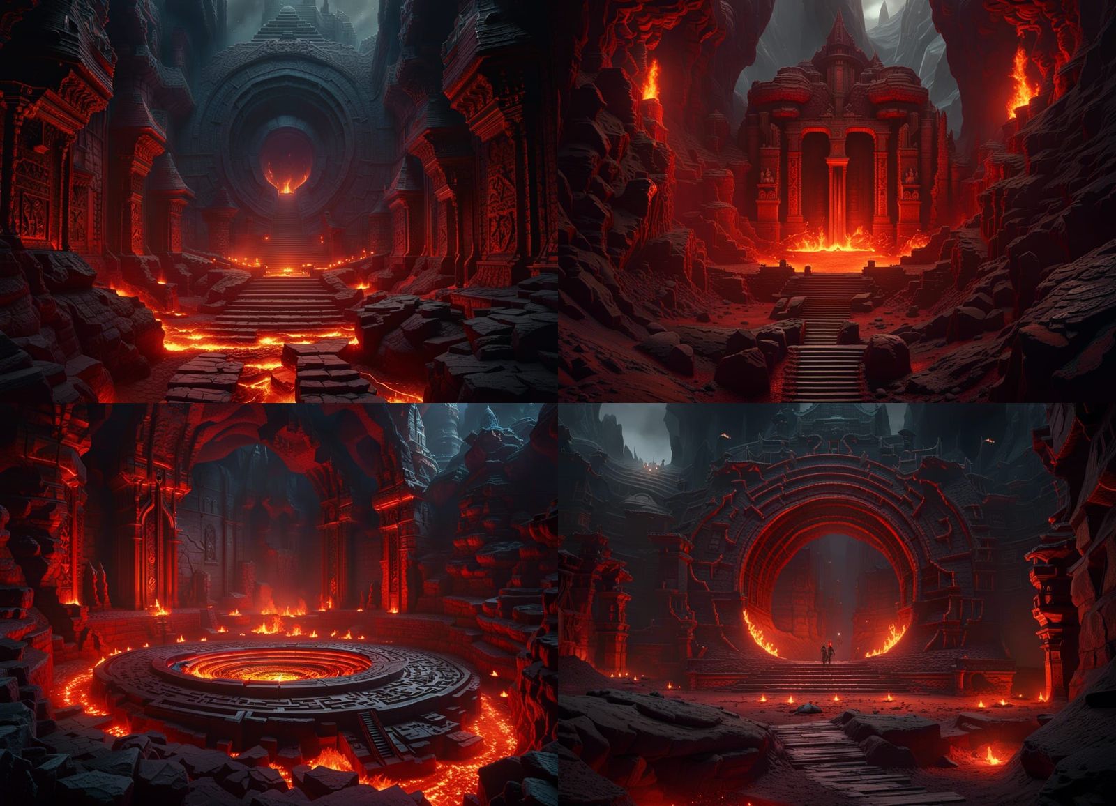 Infernal Labyrinth: Volcanic Hellscape Concept Art