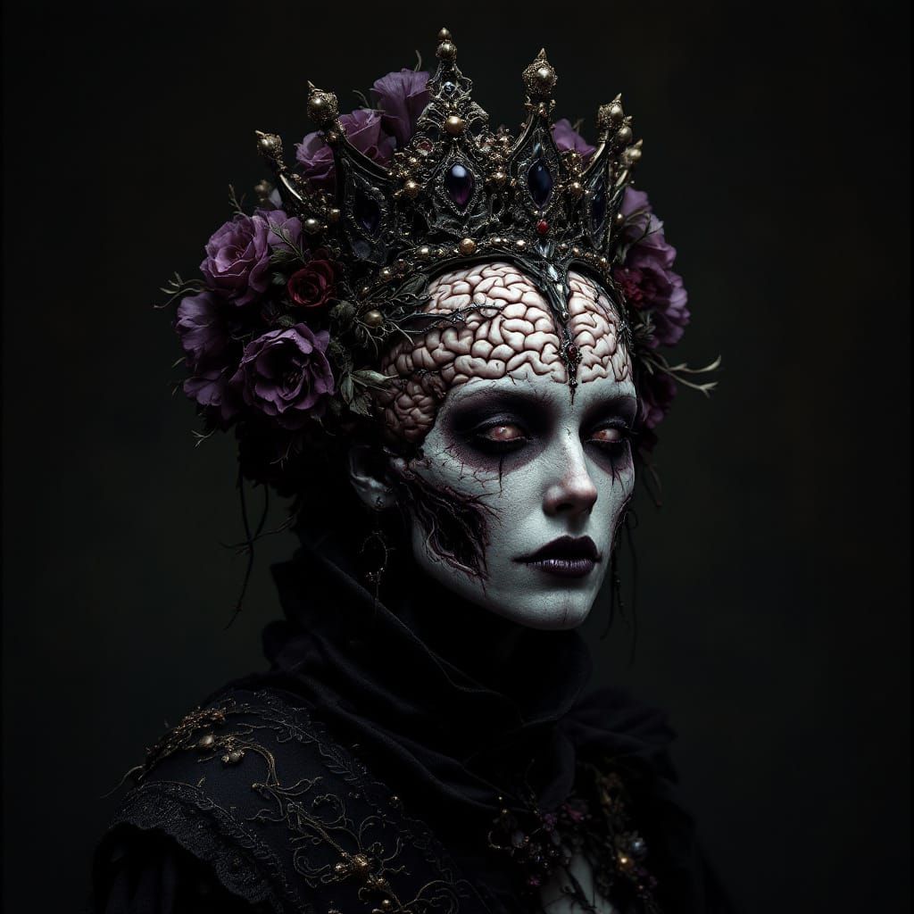 Gothic Prom Queen Crown and Sash with Brains