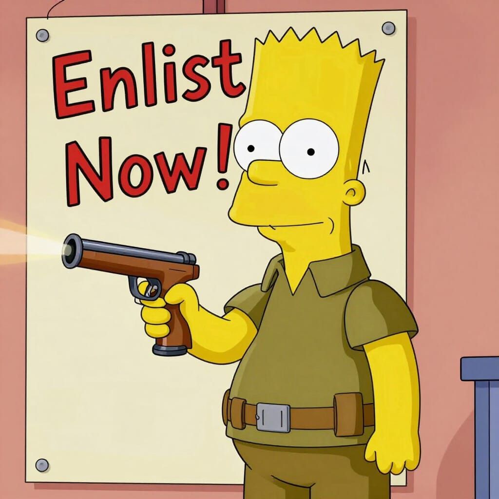 Bart Simpson as Soldier in Anime Style