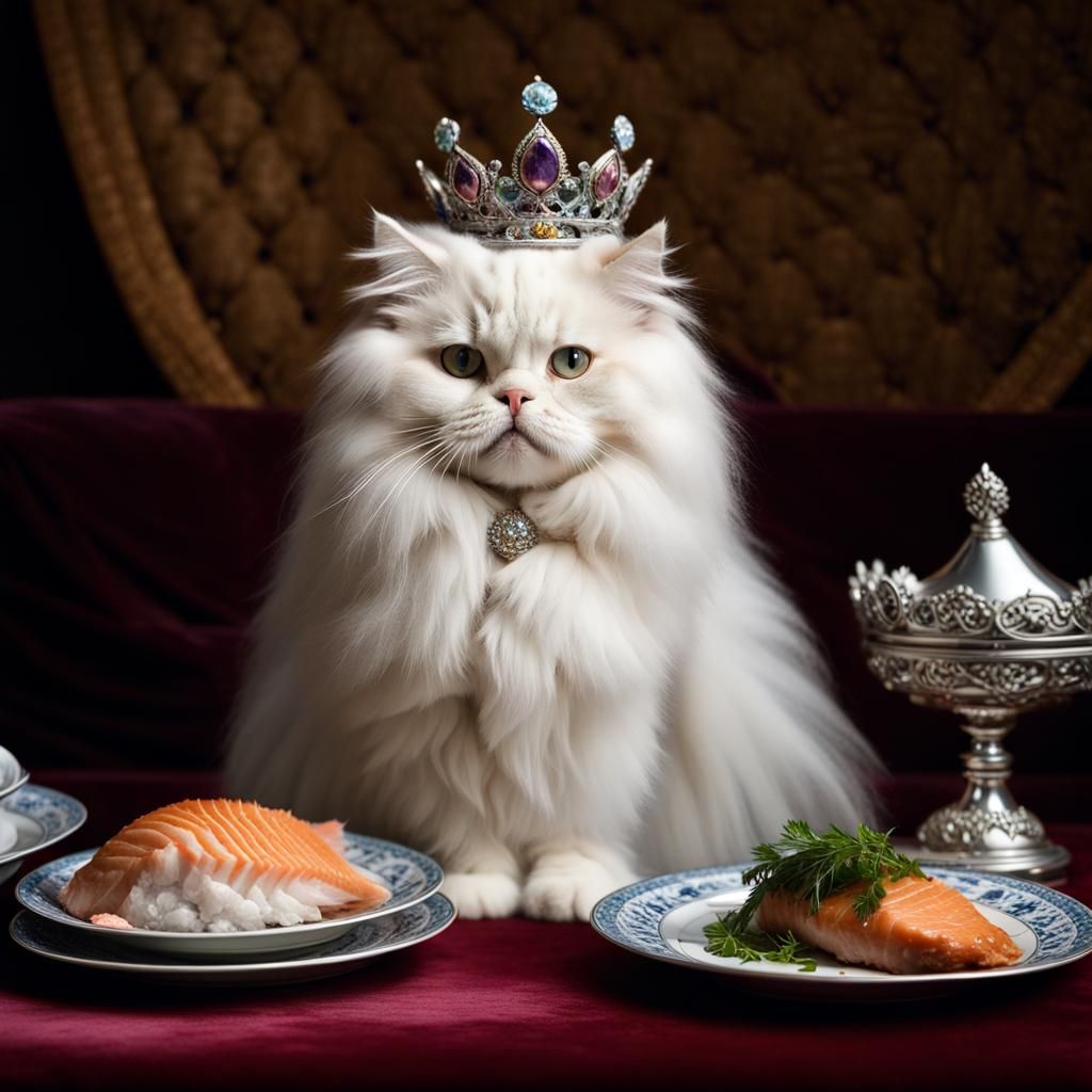 Persian Cat Queen Portrait in Studio Lighting