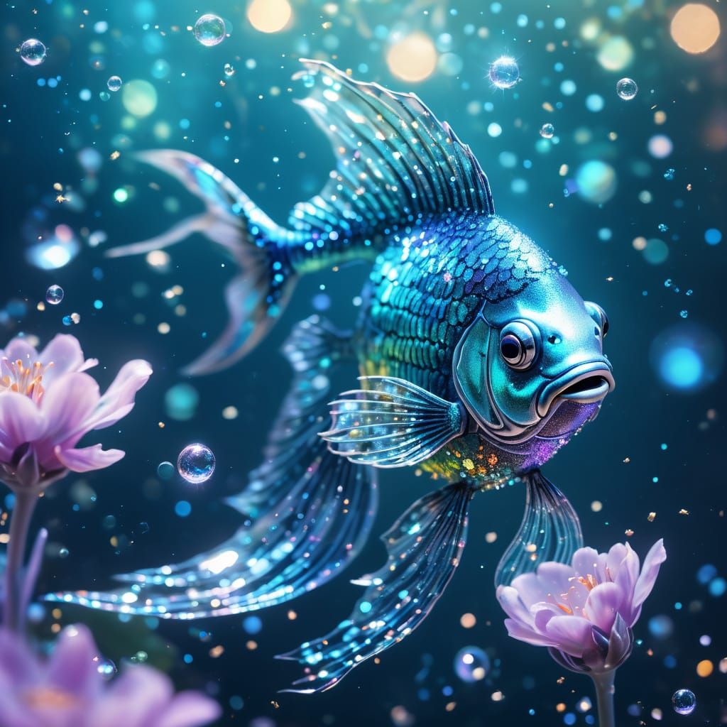 Ethereal Pisces with Glittering Metallic Accents
