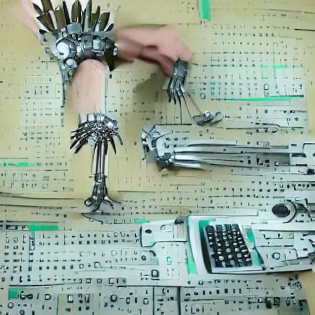 Intricate Mechanical Hands Graphic Design