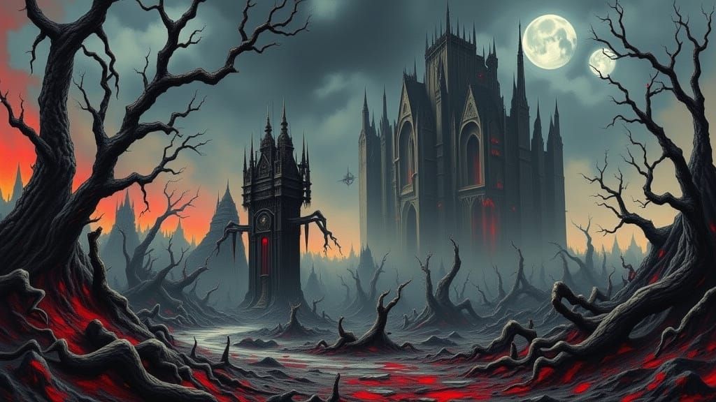 Cyberpunk Highway to Hell in a Post-apocalyptic Landscape