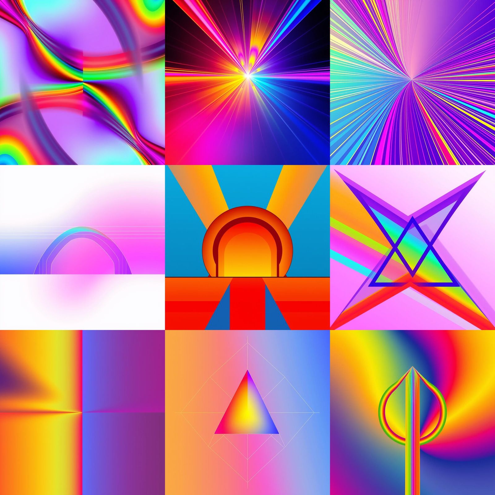 Gradient Rainbow Line Art in Pop Art Style