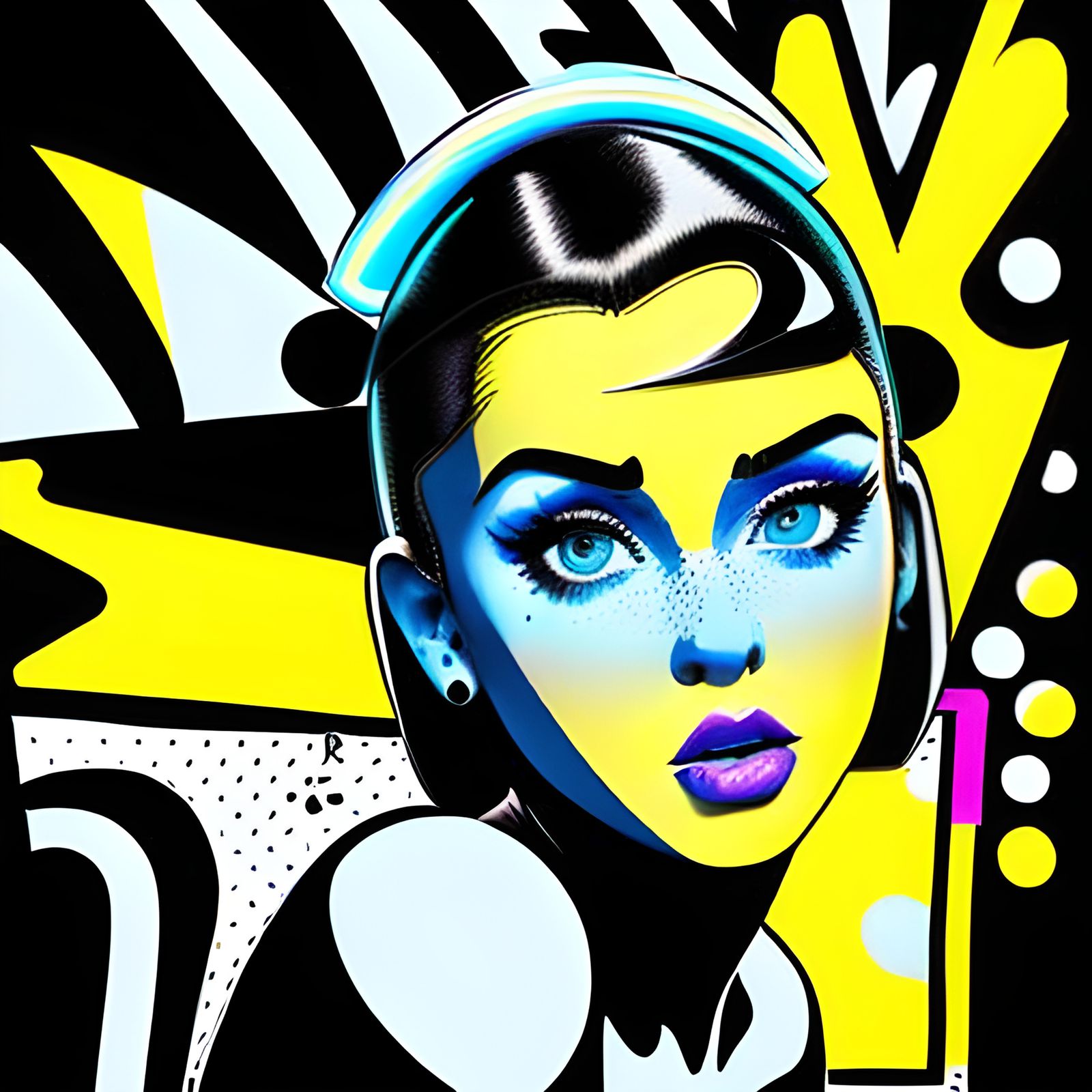 Neon Portrait in Classic Pop Art Style