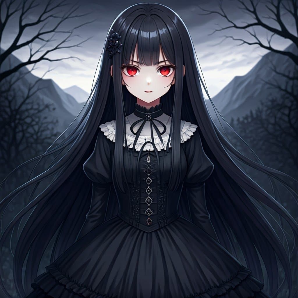 Gothic Lolita Dark Fantasy Anime Girl