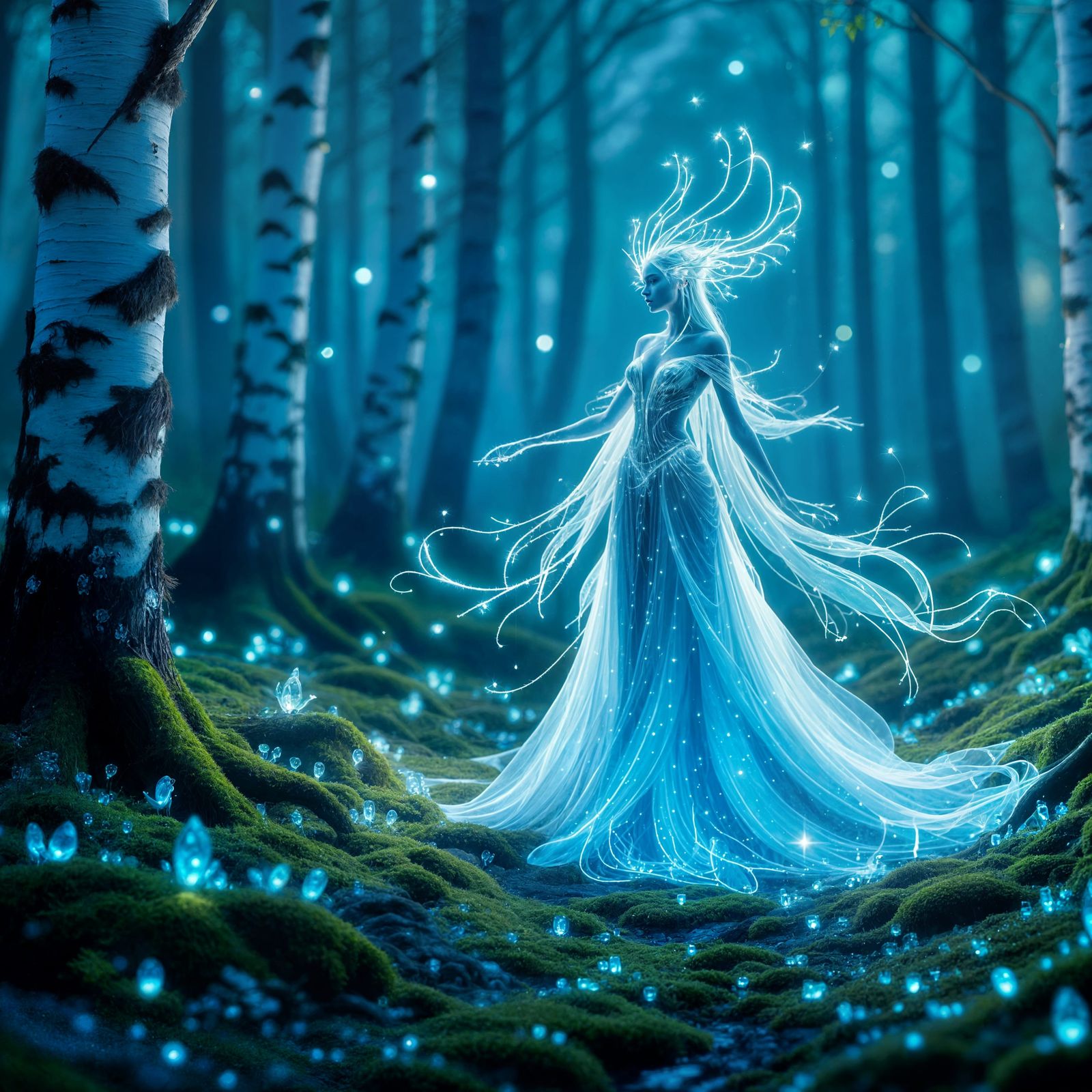 Luminous Threadweaver in Enchanted Forest