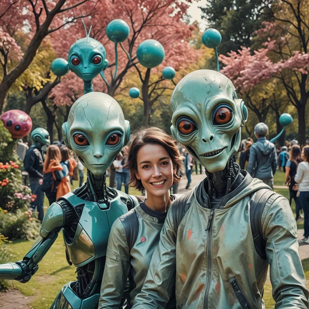 Futuristic Selfie with Alien Photobomb