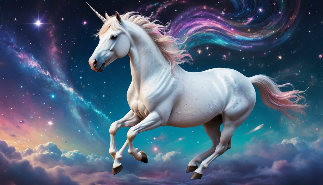 Whimsical Fey in Infinite Galaxy with Vibrant Stars and Crea...